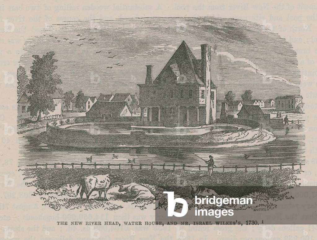 The New River Head, Water House, and Mr Israel Wilkes's, 1730 (engraving)