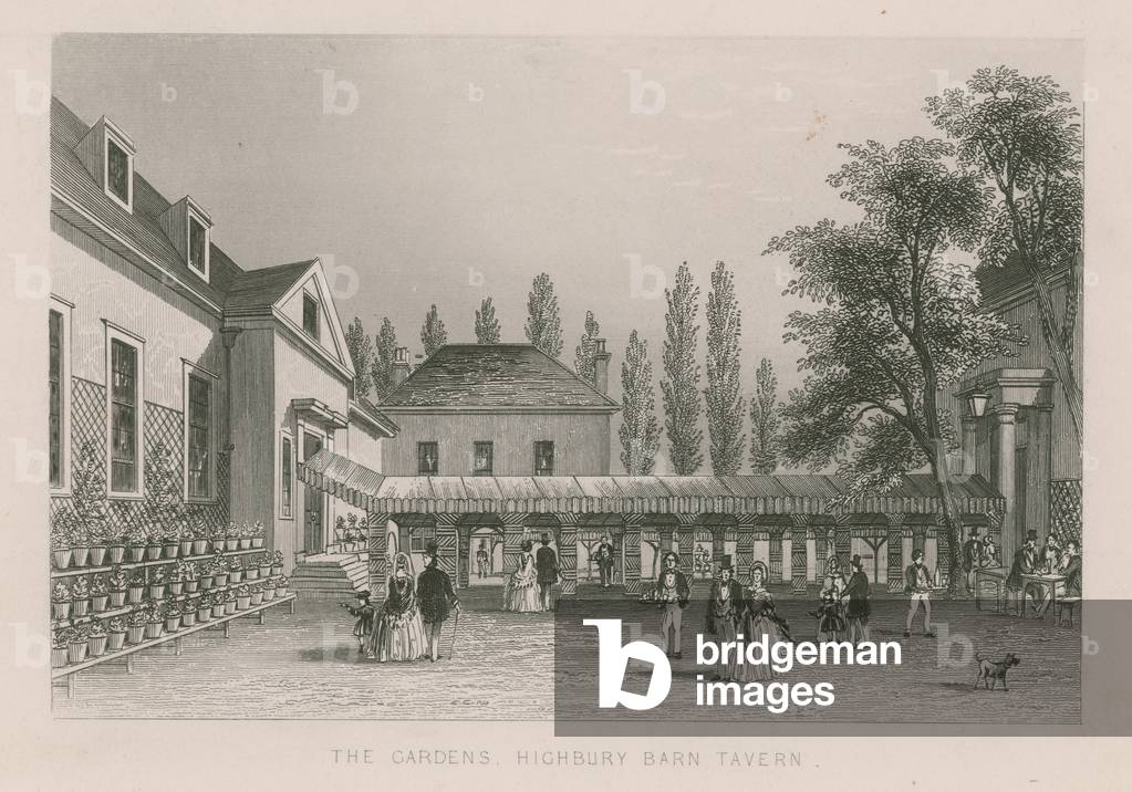 The Gardens at the Highbury Barn Tavern (engraving)