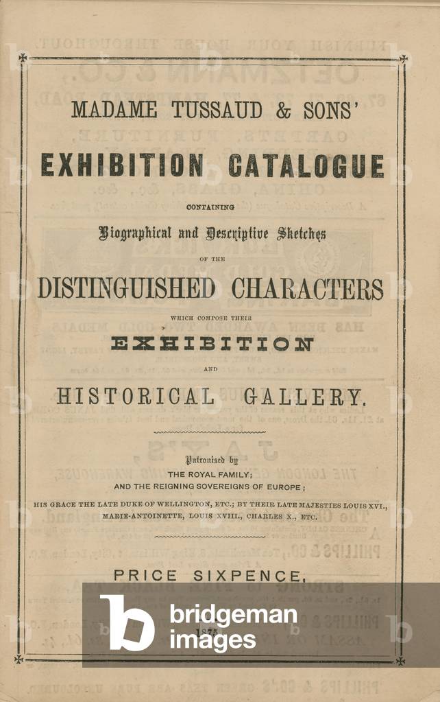 Madame Tussaud & Sons' Exhibition Catalogue for 1875 (engraving)