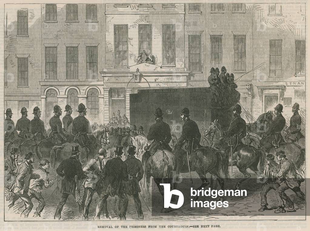 Removal of the Fenian Prisoners from the Courthouse at the Bow Street (engraving)