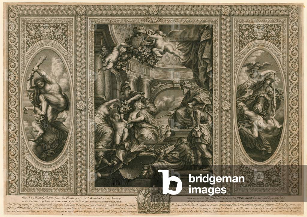 Ceiling of the Banqueting House in Whitehall (engraving)