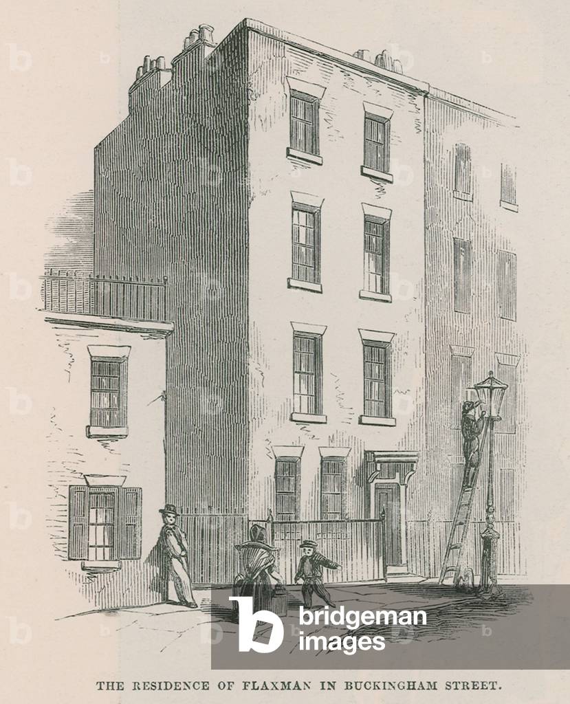 The residence of John Flaxman in Buckingham Street (engraving)