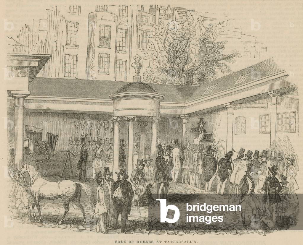 Sale of horses at Tattersalls (engraving)