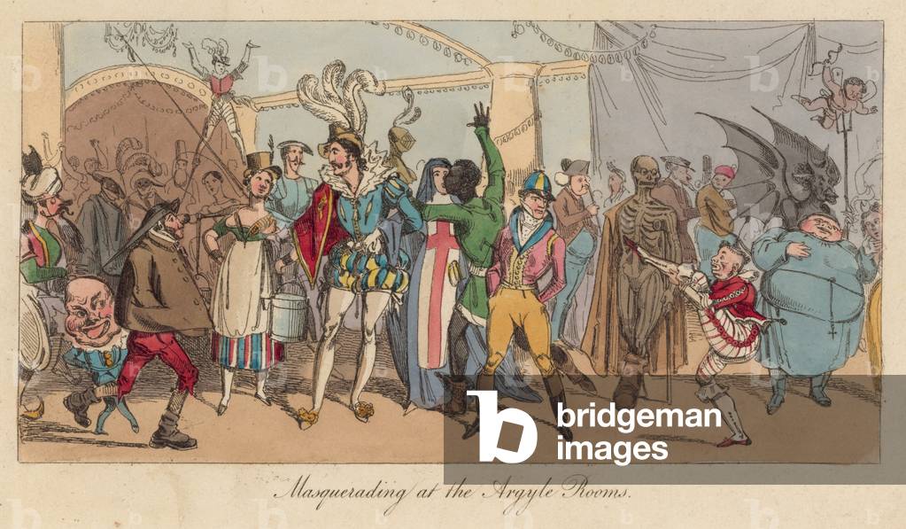 Masquerading at the Argyle Rooms (coloured engraving)