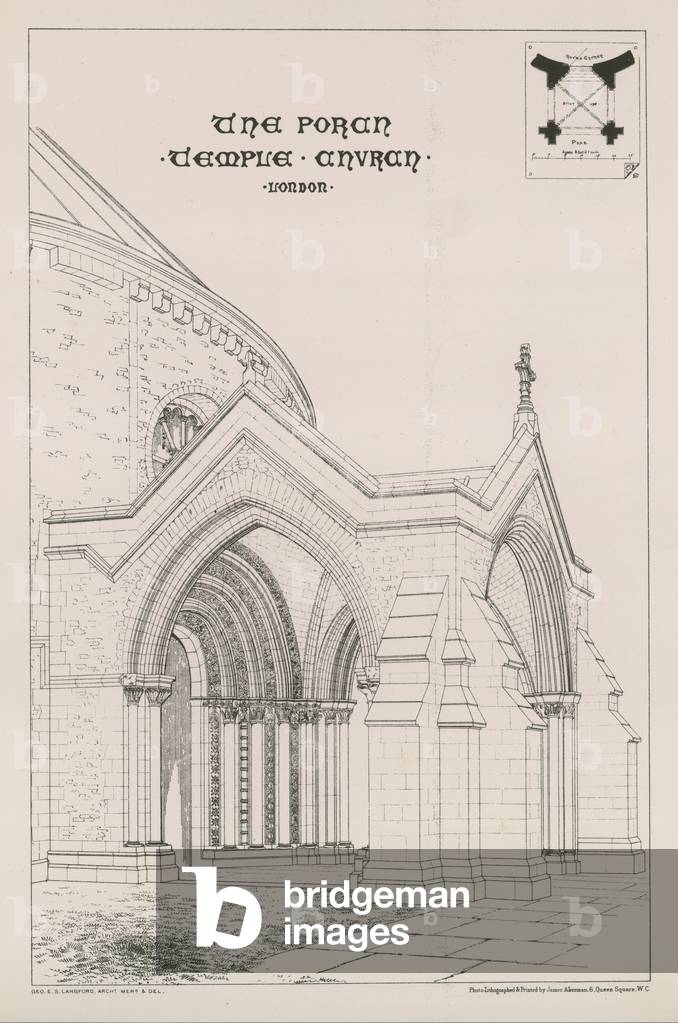 The porch of Temple Church (engraving)