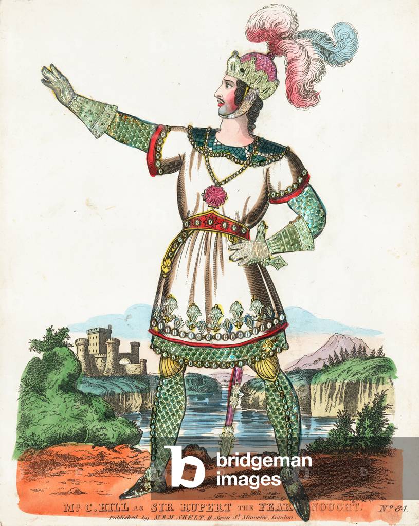 Mr C Hill as Sir Rupert the Fear Nought (coloured engraving)