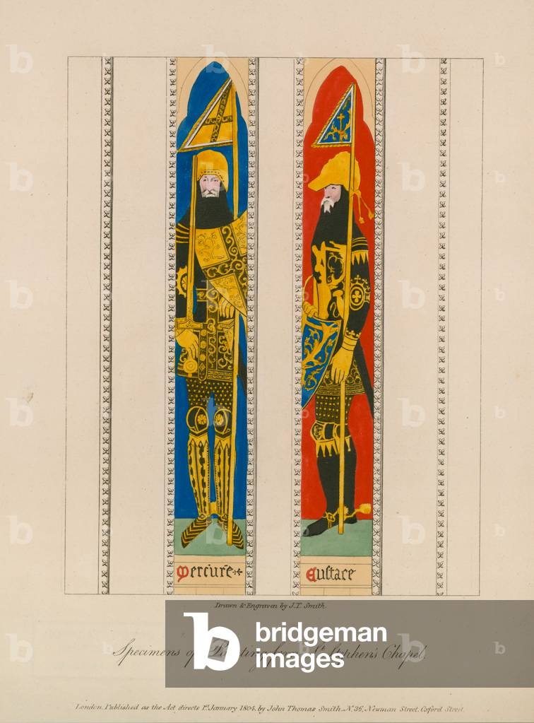 Specimens of painting from St Stephen's Chapel (coloured engraving)