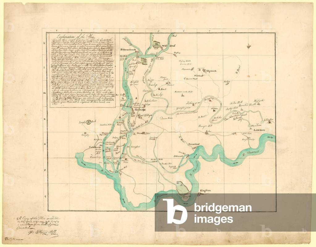 A copy of the plan projected in the year 1721 for bringing a new river from Uxbridge, corrected,  6 February 1766 (engraving)