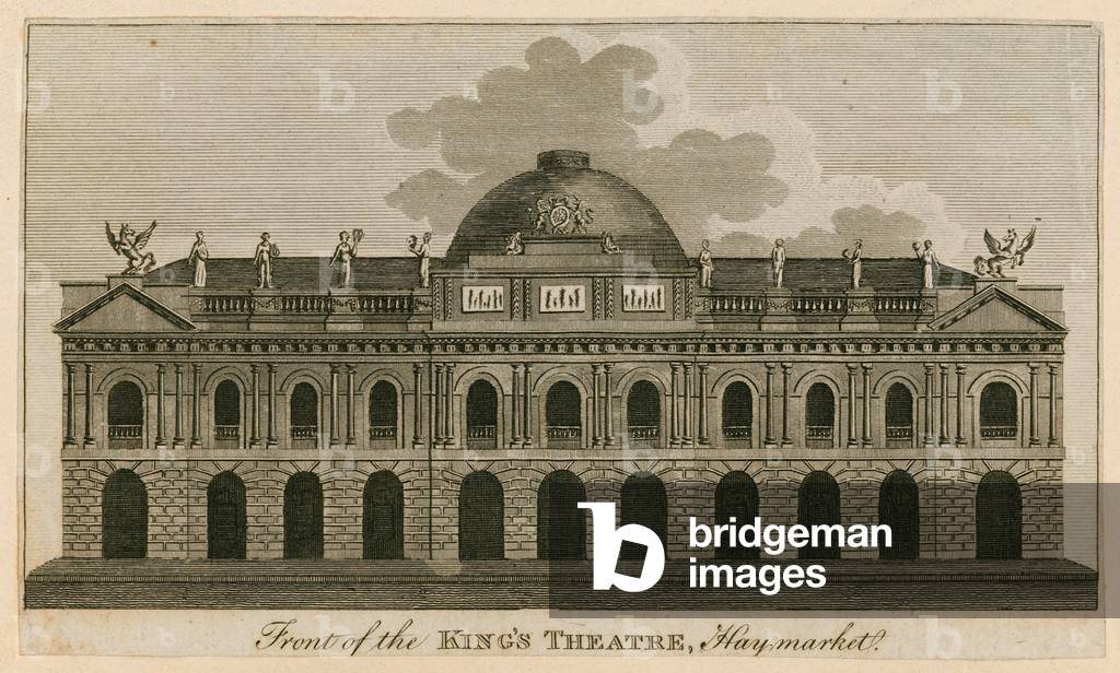 Front of the King's Theatre, Haymarket, London (engraving)