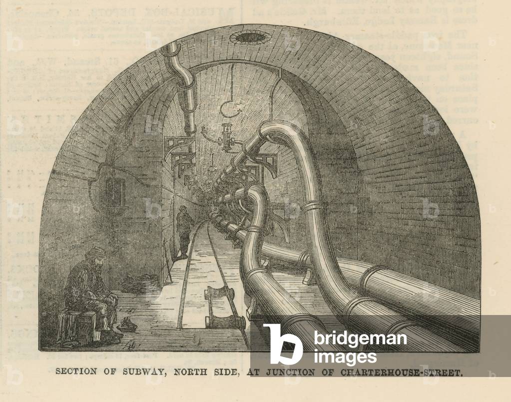 Section of subway, north side, at junction of Charterhouse Street (engraving)