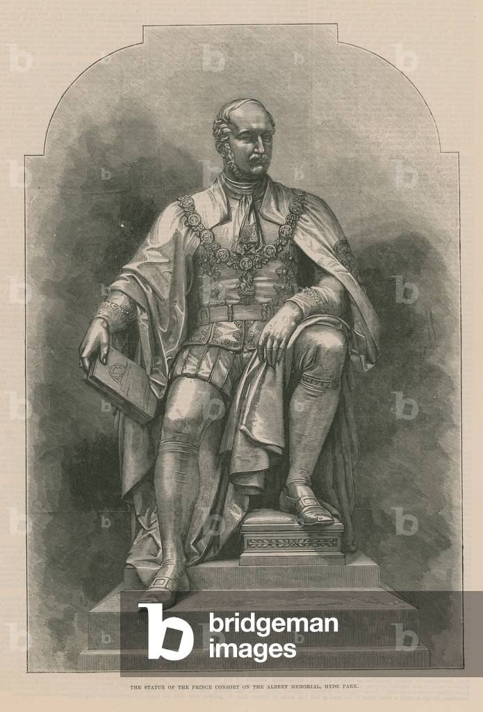 The statue of the Prince Consort on the Albert Memorial (engraving)