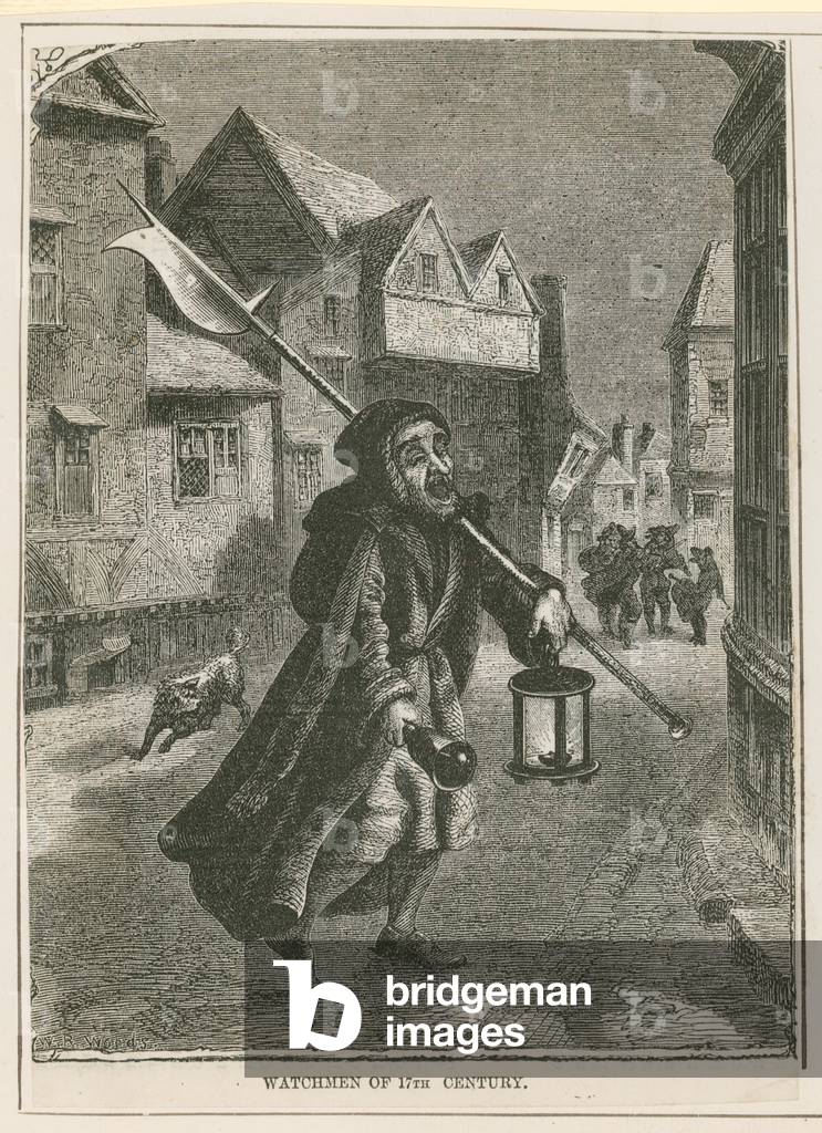 Watchmen of the 17th century (engraving)