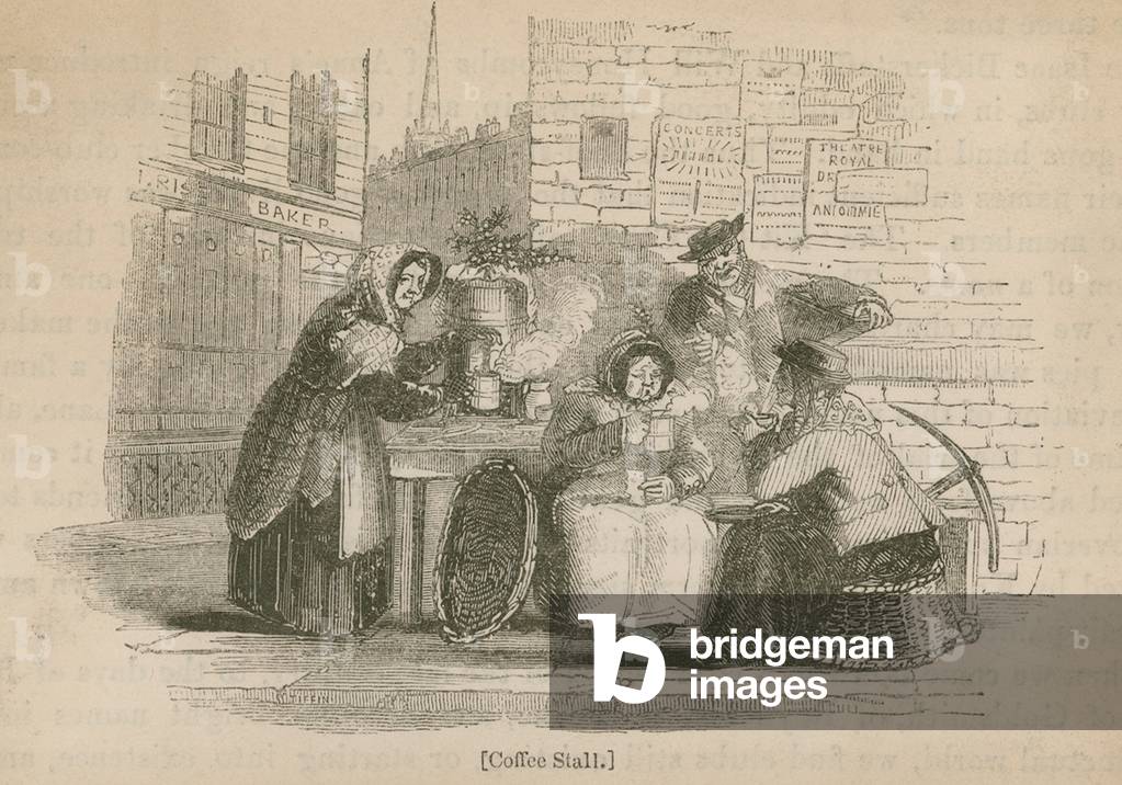 Coffee stall in a London street (engraving)