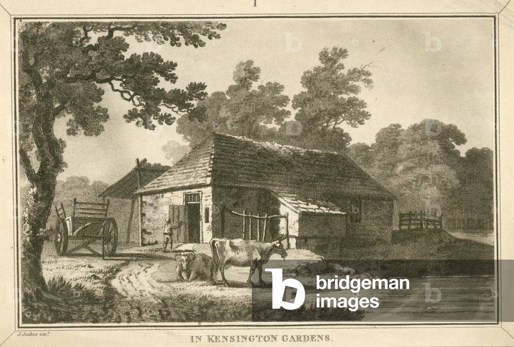 In Kensington Gardens, London (engraving)