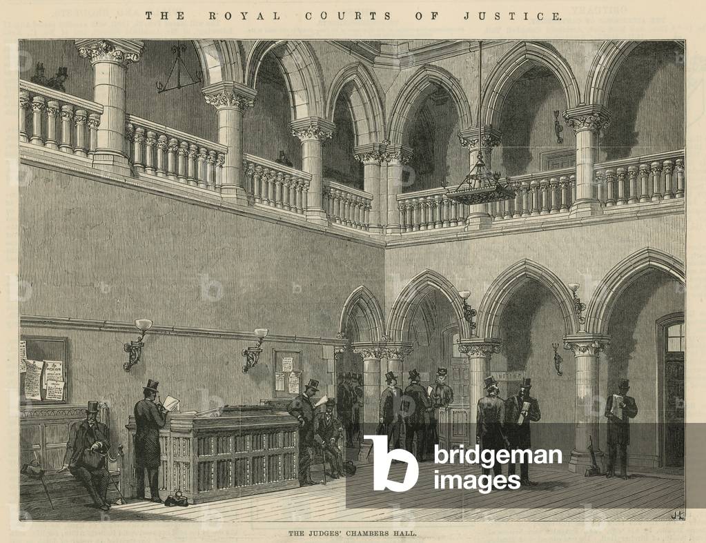 The Royal Courts of Justice: The Judges' Chambers Hall (engraving)