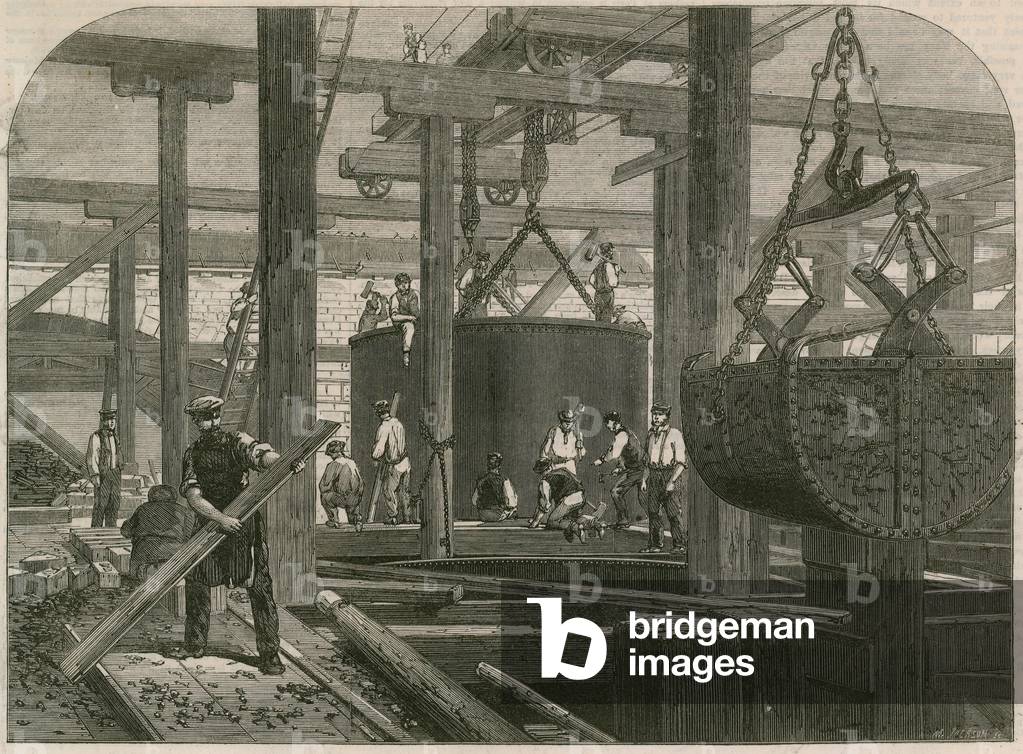 London, Chatham, and Dover railway bridgeworks at Blackfriars (engraving)