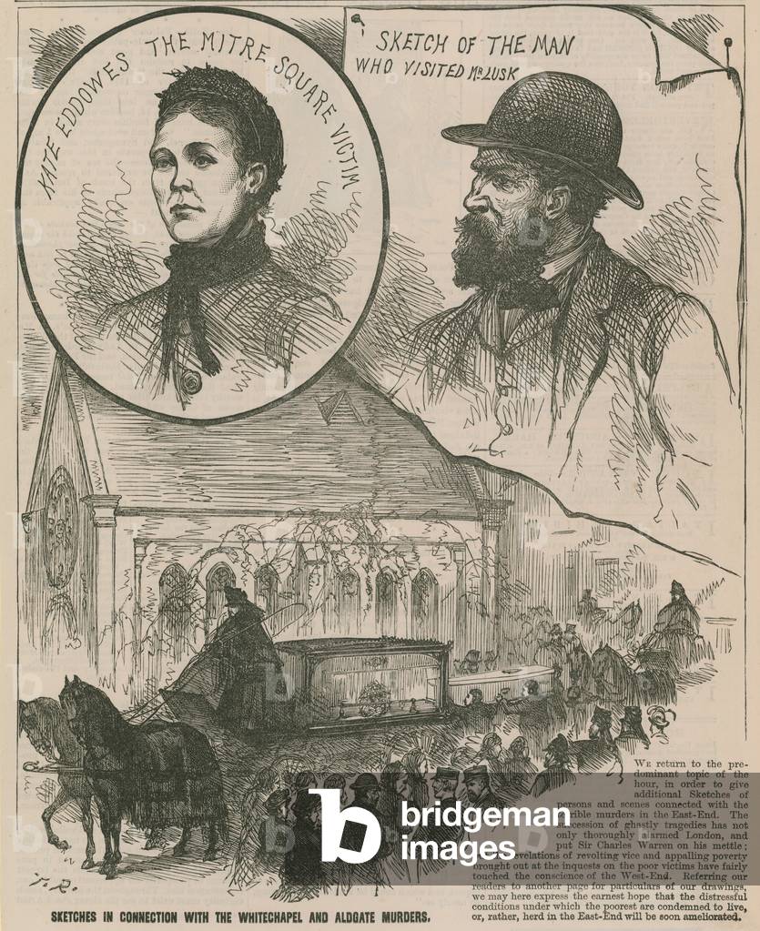 Jack the Ripper: Sketches in connection with the Whitechapel and Aldgate murders (engraving)