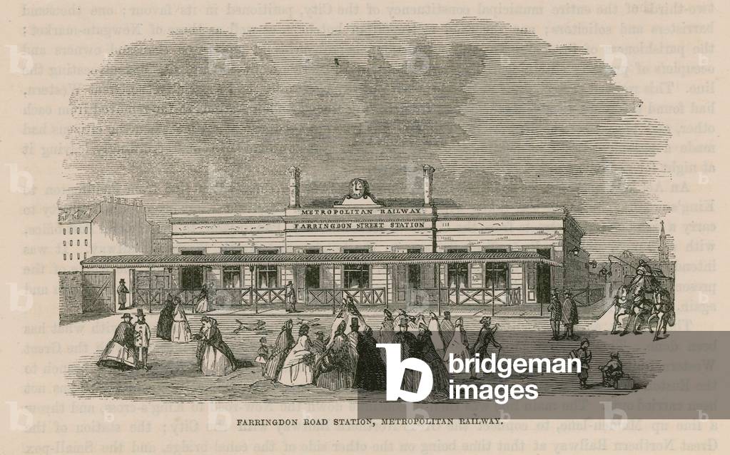Farringdon Road station on the Metropolitan Railway (engraving)