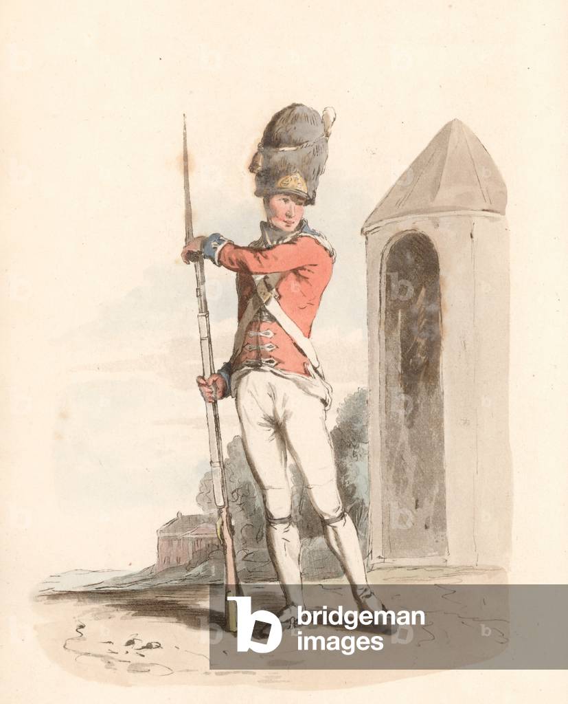 Grenadier of the 1st Regiment of Guards (coloured engraving)