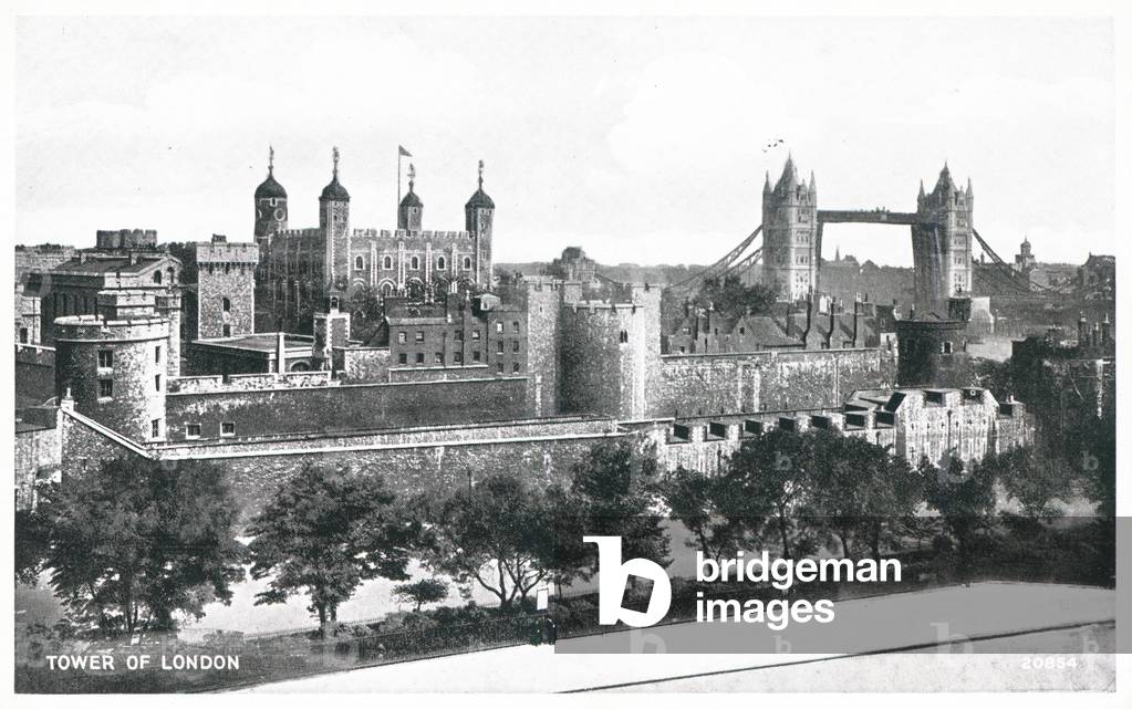 Tower of London in the City of London (b/w photo)