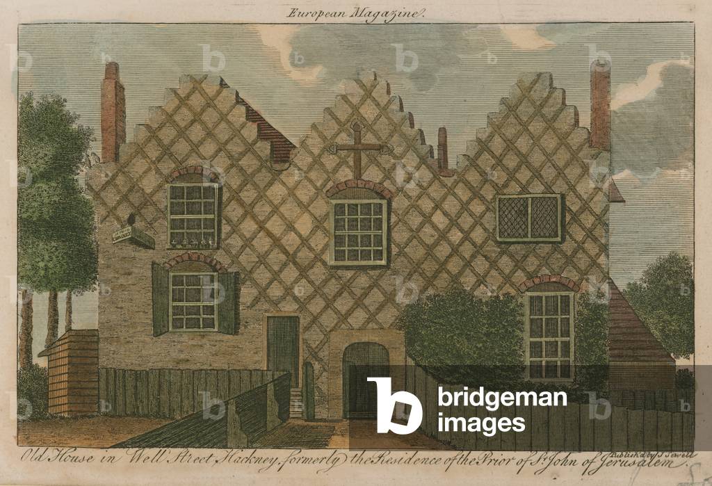 Old House in Well Street, Hackney, formerly the residence of the Prior of St John of Jerusalem (coloured engraving)