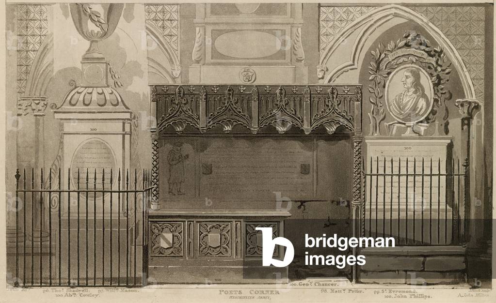 Poets Corner, Westminster Abbey, London (engraving)