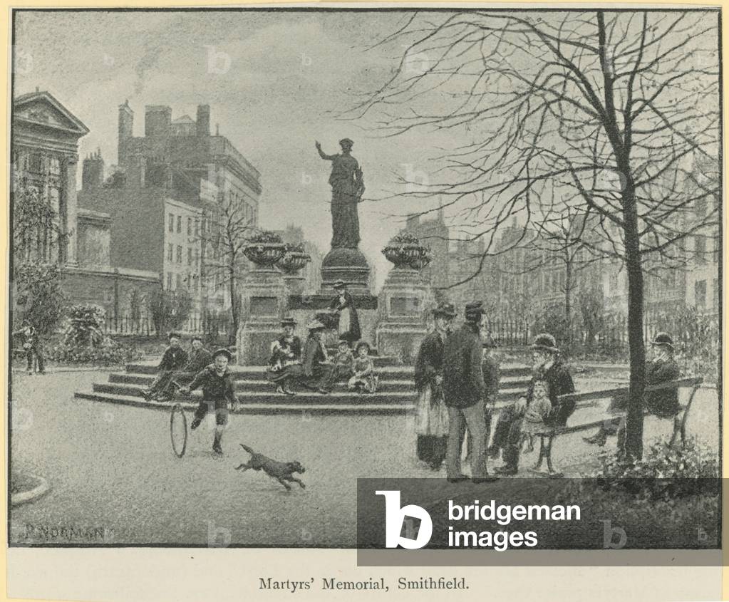 Martyrs' Memorial in Smithfield (litho)