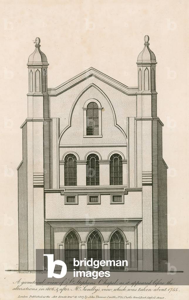 A geometrical view of St Stephen's Chapel as it appeared before the alterations in 1806 etc (engraving)