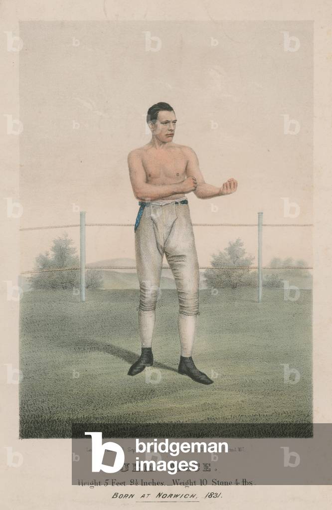 Portrait of boxer Jem Mace (coloured engraving)