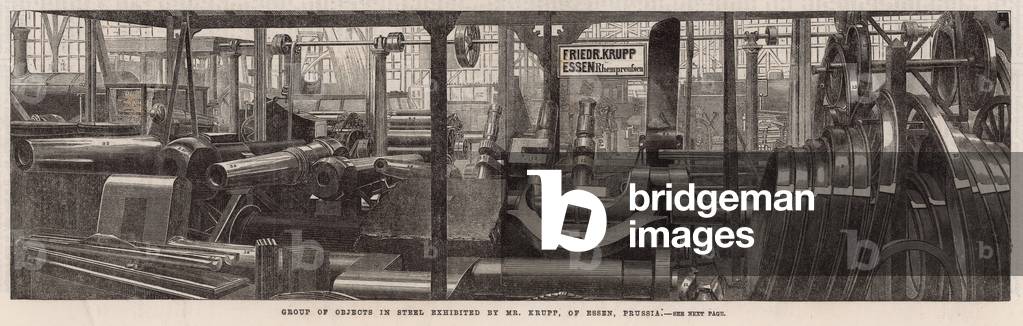 The International Exhibition; Group of objects in steel exhibited by Mr Krupp of Essen, Prussia (engraving)