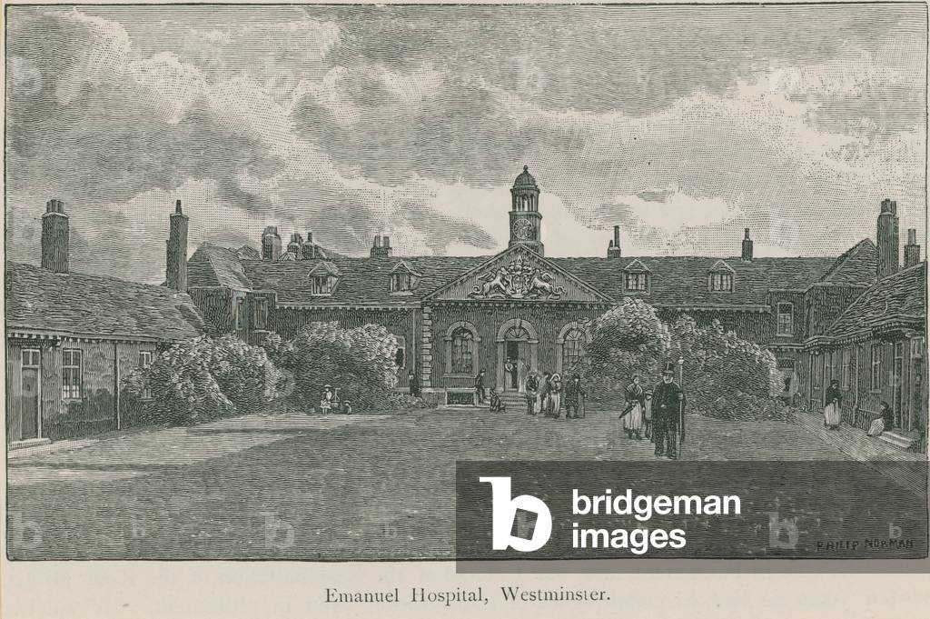 General view of Emanuel Hospital (engraving)