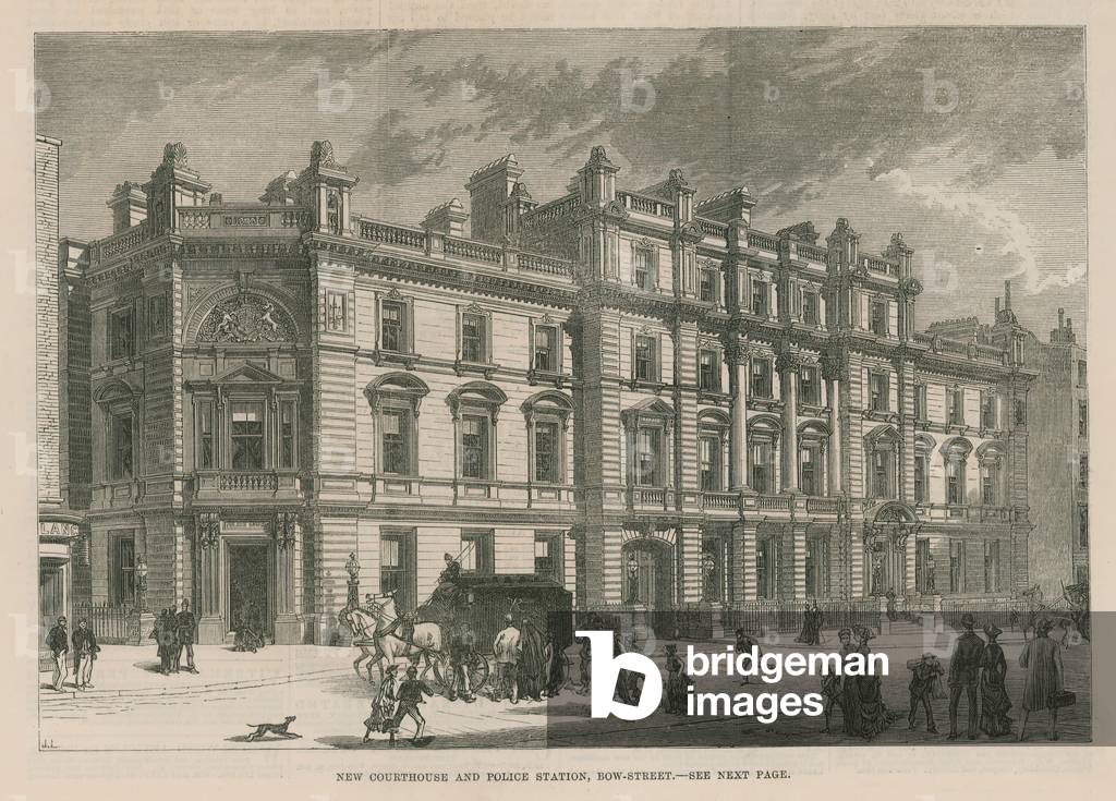 New courthouse and police station on Bow Street (engraving)
