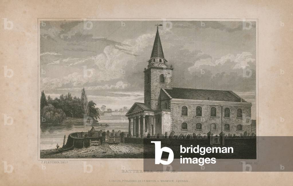 General view of the Battersea Church (engraving)