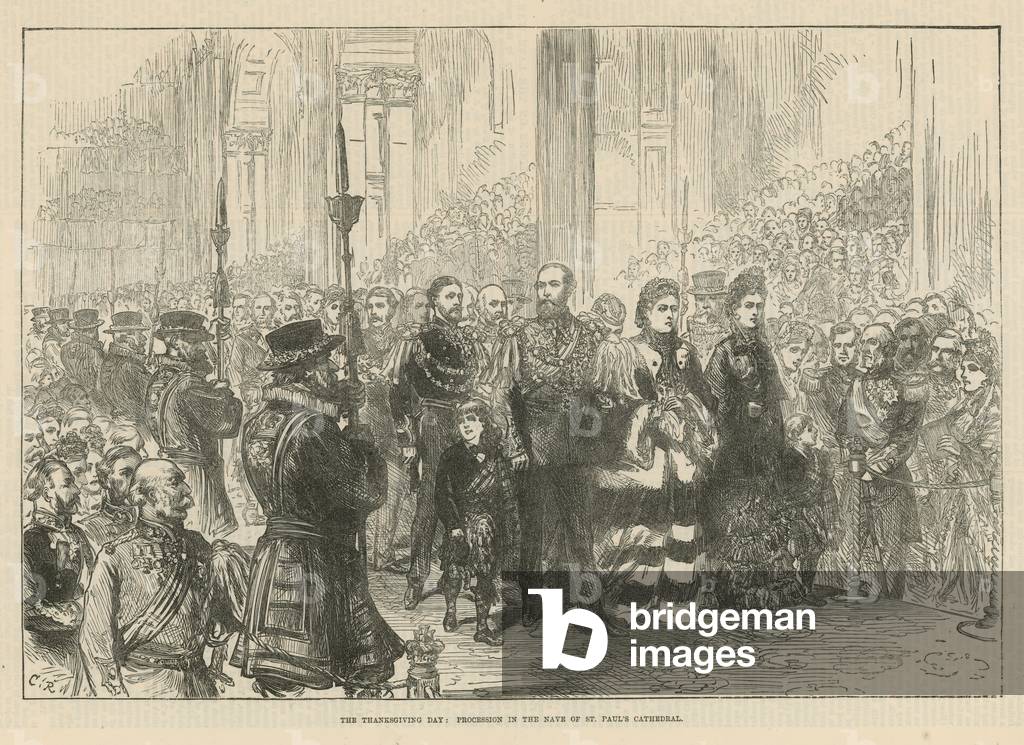Procession in the nave of St Paul's Cathedral (engraving)