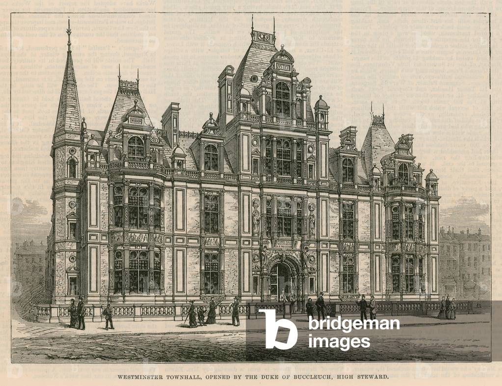 Westminster Town Hall, opened by the Duke of Buccleuch, High Steward (engraving)