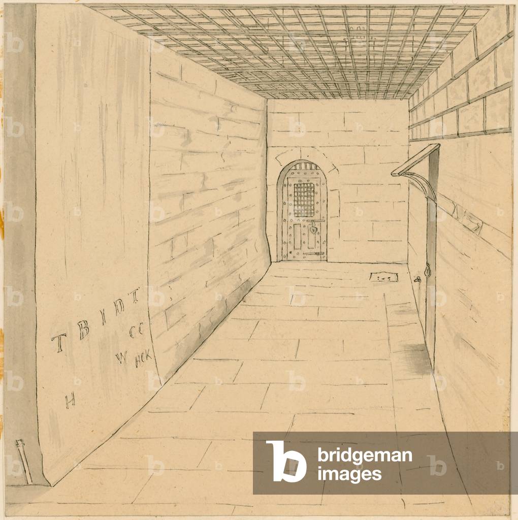 Birdcage walk at Newgate prison (pencil on paper)