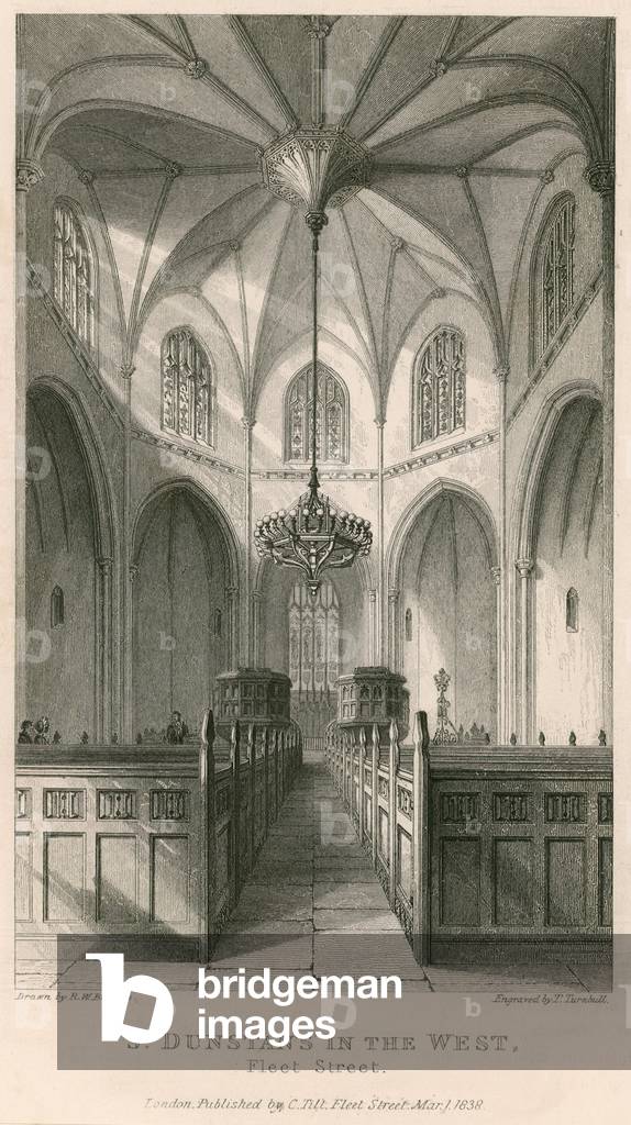 St Dunstan's in the West; St Dunstan's Church, Fleet Street, London (engraving)