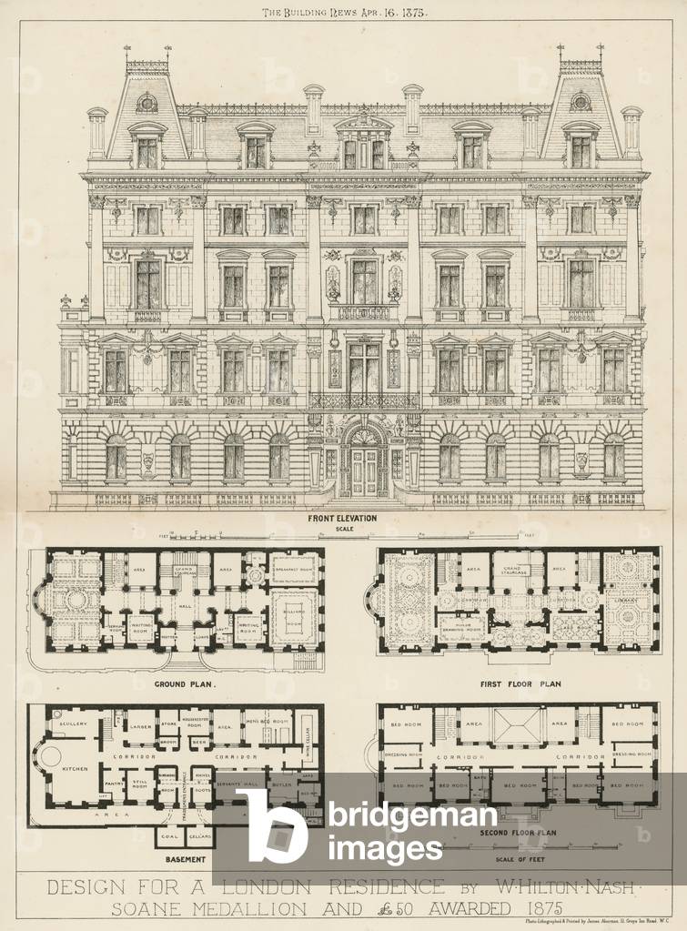 Design for a London residence by W Hilton Nash (engraving)