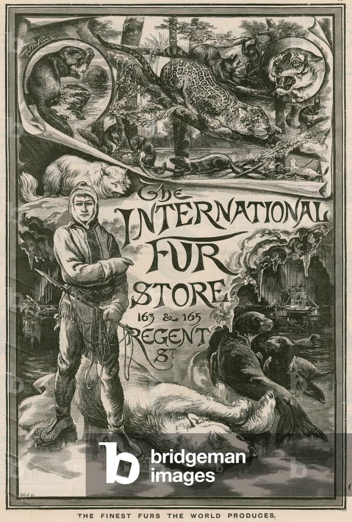 Advert for The International Fur Store, 163 & 165 Regent Street, London (engraving)