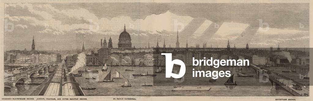 The Thames Embankment on the north side of the Thames from the Palace of Westminster to Blackfriars Bridge (engraving)