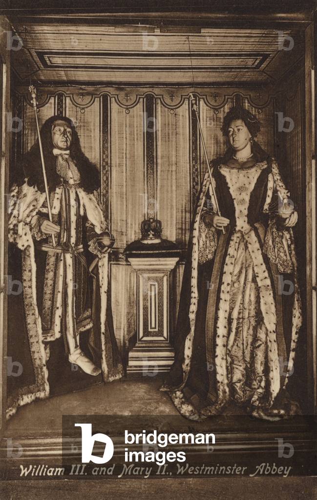 William III and Mary II, Westminster Abbey, London (b/w photo)