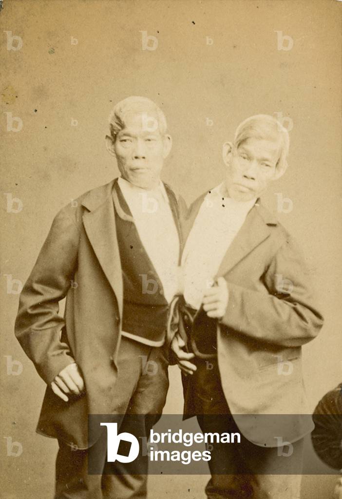 The Siamese Youths; photograph; exhibited at the Egyptian Hall, Piccadilly, London (photo)