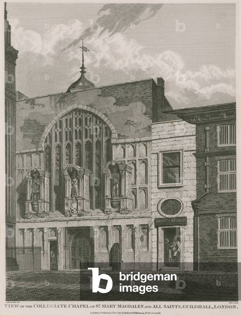View of the Collegiate Chapel of St Mary Magdalen and All Saint's, Guildhall, London (engraving)