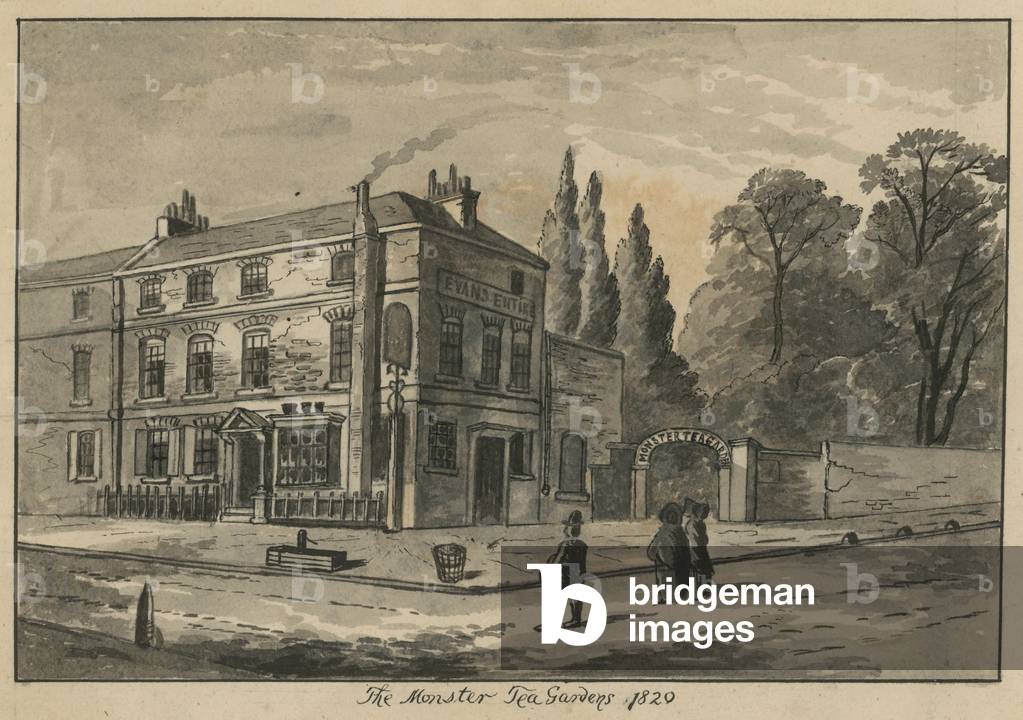 The Monster Tea Gardens in Pimlico (w/c on paper)