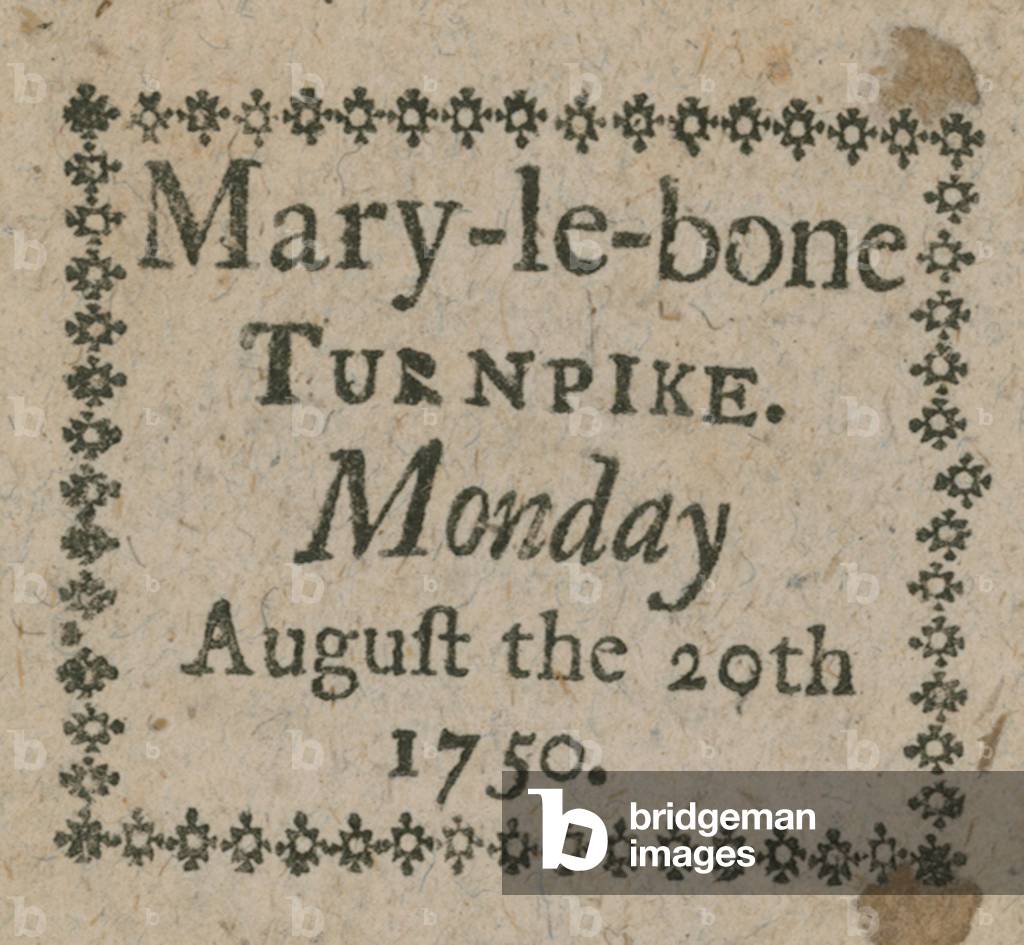 Ticket for the Mary-le-Bone Turnpike (engraving)