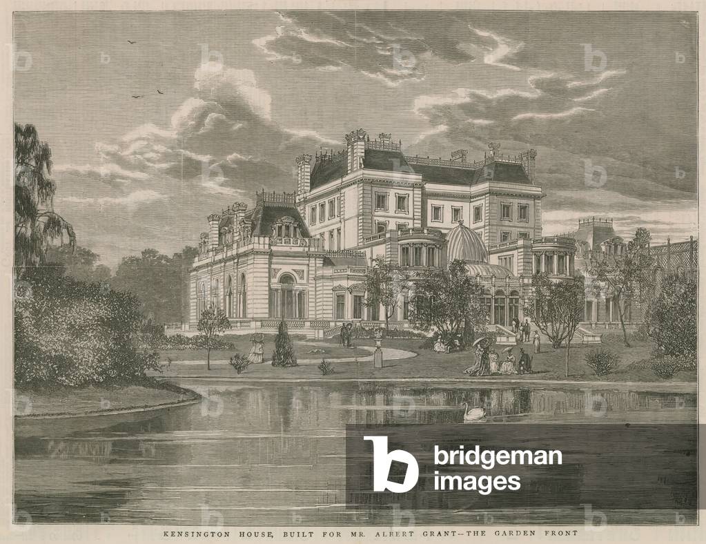 Kensington House, built for Mr Albert Grant, the garden front (engraving)