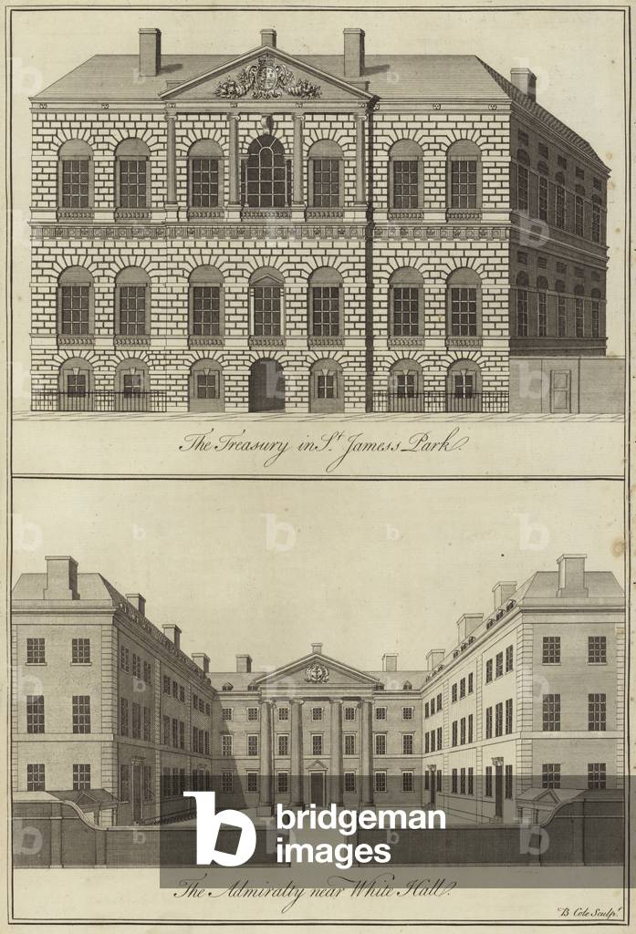 The Treasury in St James's Park and the Admiralty near Whitehall, Westminster (engraving)