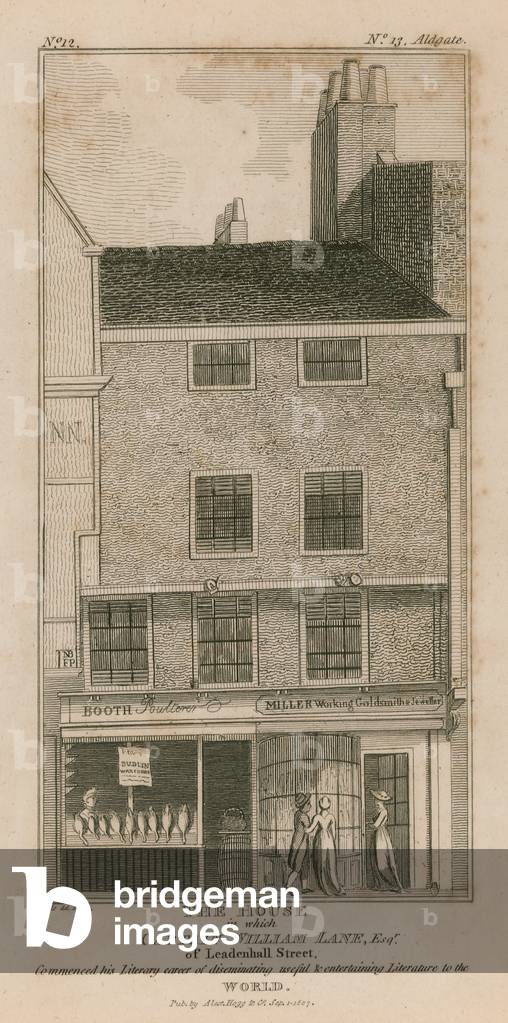 The house in which Captain William Lane esq of Leadenhall Street commenced his literary career (engraving)