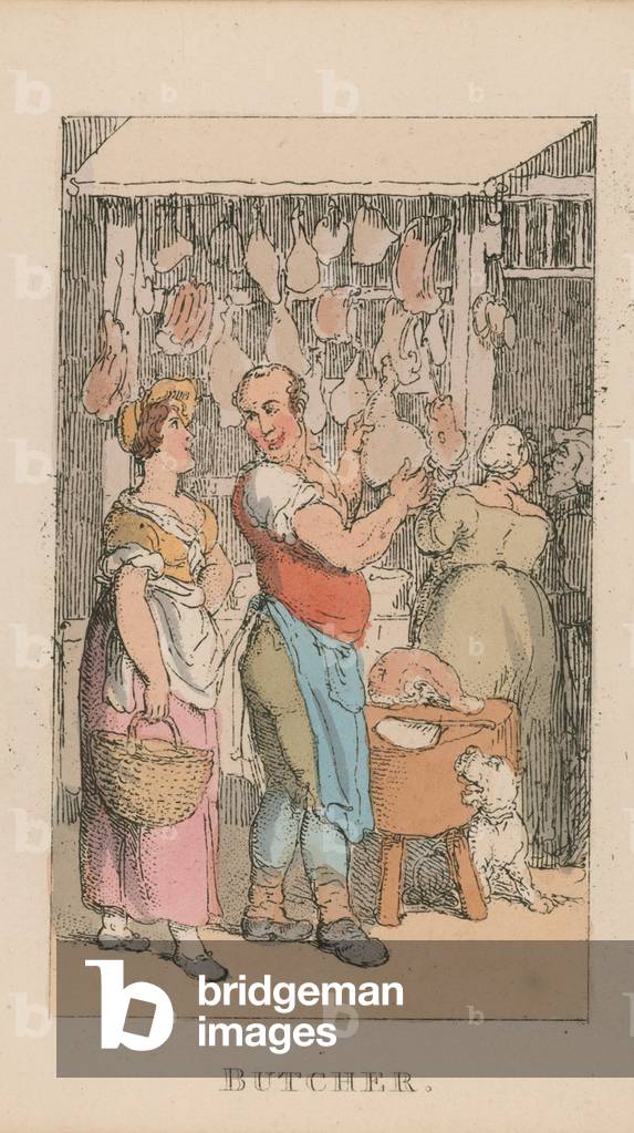 Butcher (coloured engraving)