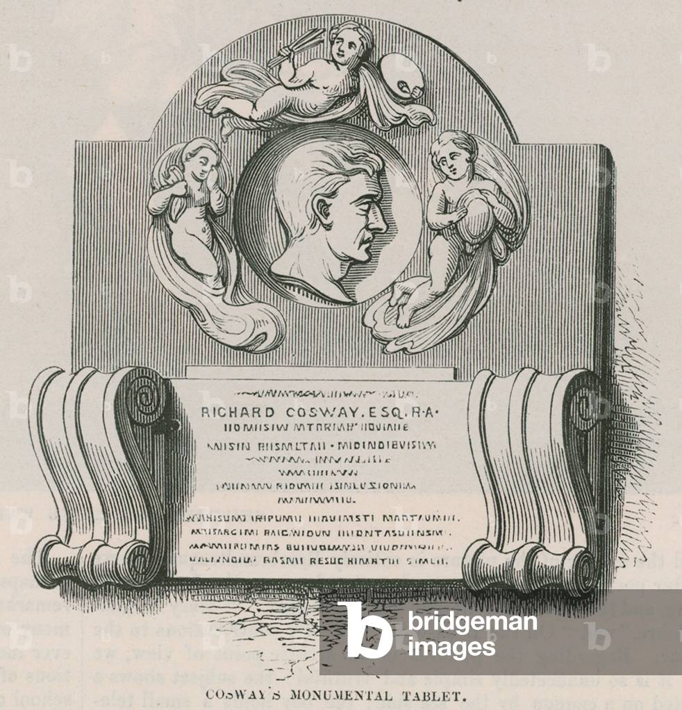 Richard Cosway's tablet, Marylebone Church, London (engraving)